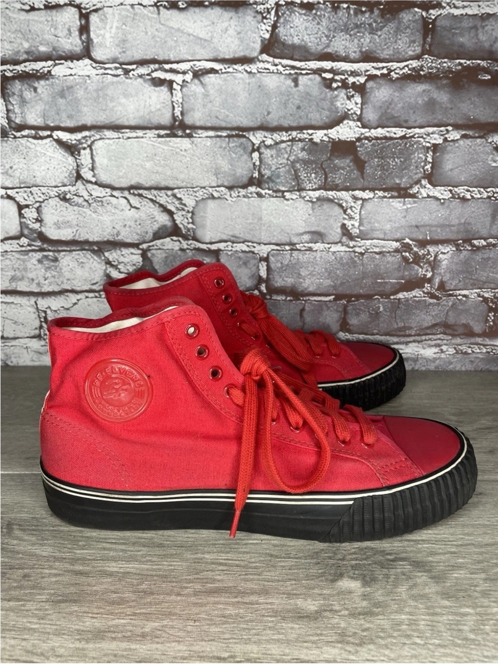 PF Flyers Red Canvas Fabric Lace Up High Top Sneakers Shoes Men Sz 11 US/45EU - Picture 8 of 12